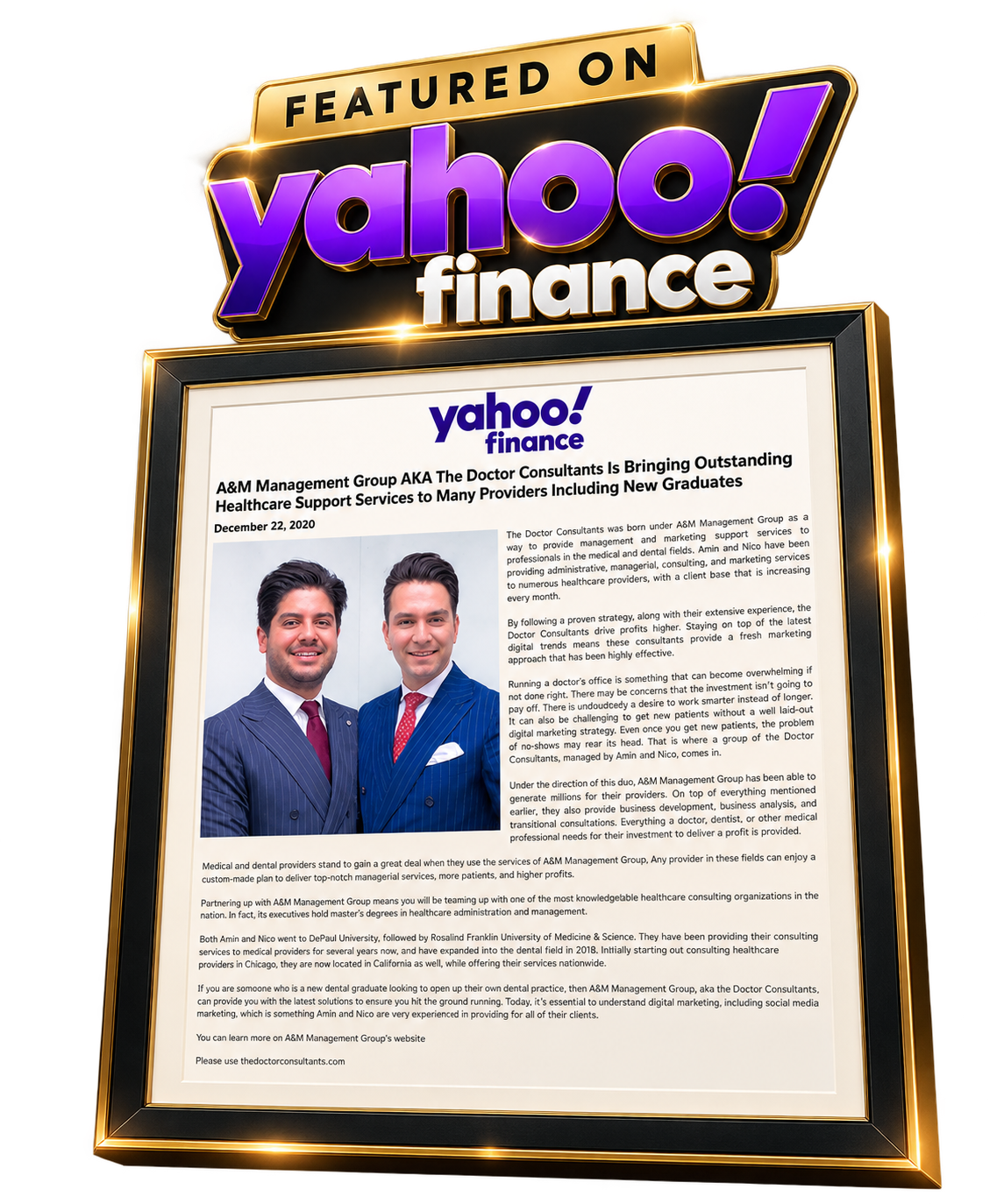 The Doctor Consultants featured on Yahoo Finance — A&M Management Group bringing outstanding healthcare support services